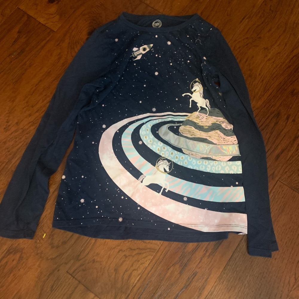 Navy blue kids long sleeve space